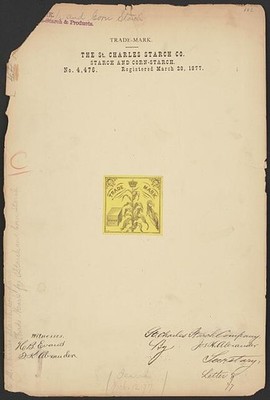 St. Charles Starch Co. Trademark Registration 1877 Starch Corn-Starch Logo