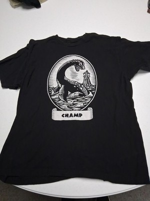 Champ The Lake Champlain Monster With Lighthouse T Shirt Black Matter XL 