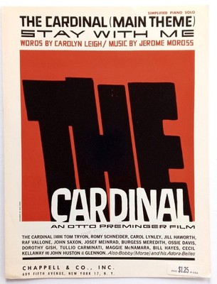1964 The Cardinal Main Theme Stay With Me Simplified Piano Sheet Leigh Moross