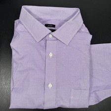 PRONTO UOMO 17.5 34/35 Purple White Check Dress Shirt