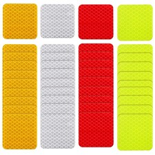40 Pack Square Reflective Safety Stickers Fluorescent Waterproof PVC Decals