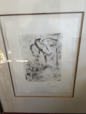 Original Marc Chagall Nature Morte au Grand Oiseau' Etching 'Signed  in Pencil'