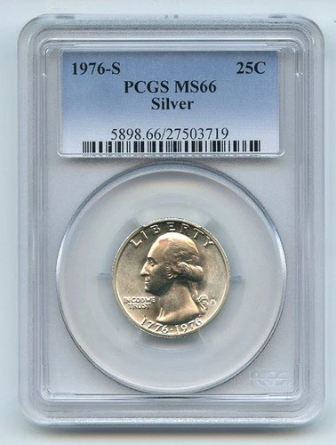 1976 S 25C Silver Washington Quarter PCGS MS66