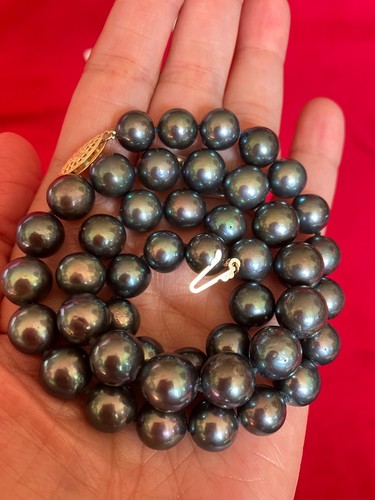 14K GOLD CLASP BLACK PEARL NECKLACE ** More DESIGNER Items at 10% -20% OFF MG - Picture 3 of 4