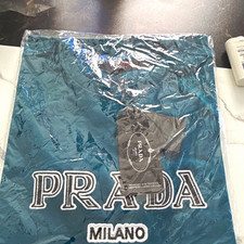 PRADA Milano Men’s Blue Pullover Hoodie M Cotton Fleece Embroidered Logo NWT