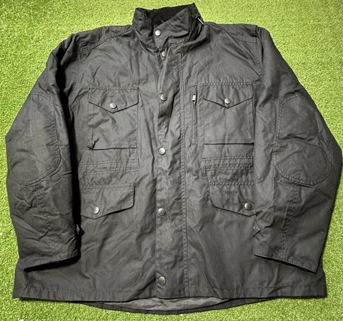 Barbour Sapper Wax Jacket Hood Cotton Size Mens 2XL Black Outdoor Utility