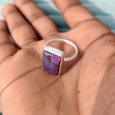 Purple Copper Turquoise Ring 925 Sterling Silver Unique Style Gift Ring PG9447