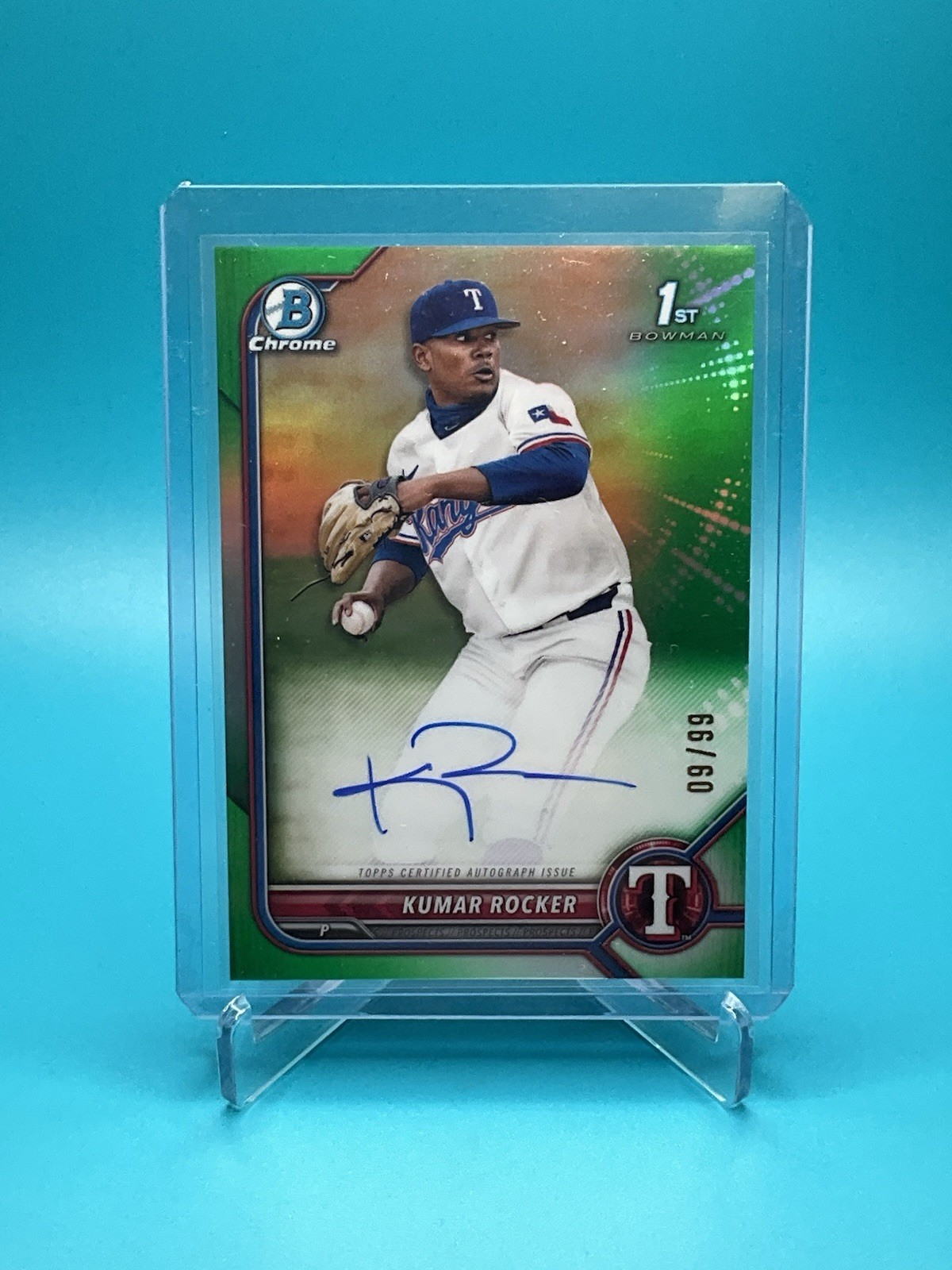 2022 Bowman Draft - Kumar Rocker - Chrome 1st Bowman Auto Green Refractor /99