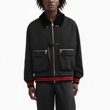 Konus Men's Sherpa Collar MA2 Jacket in Black