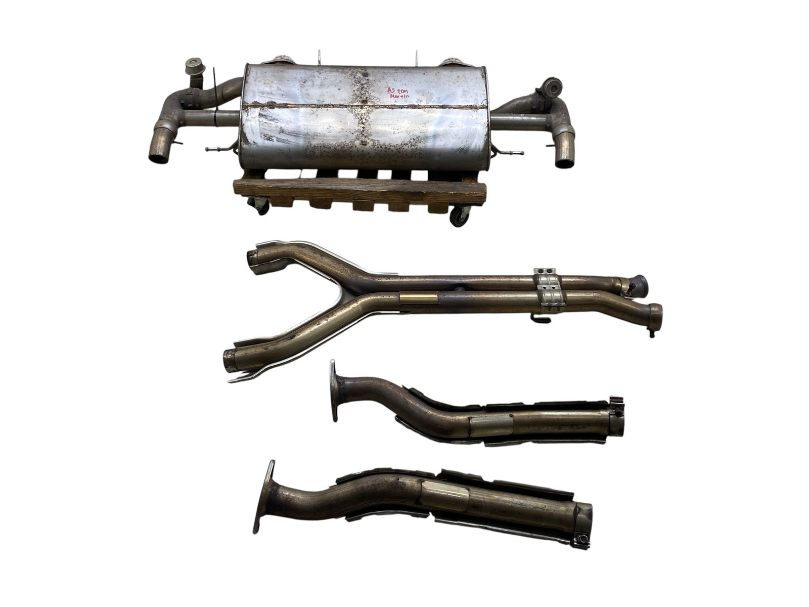 2006-2016 Aston Martin Vantage Oem 4.3L EXHAUST MUFFLER END TAIL PIPE W/ PIPES