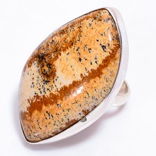Natural Picture Jasper Gemstone Jewelry 925 Sterling Silver Handmade Ring 6.5 US