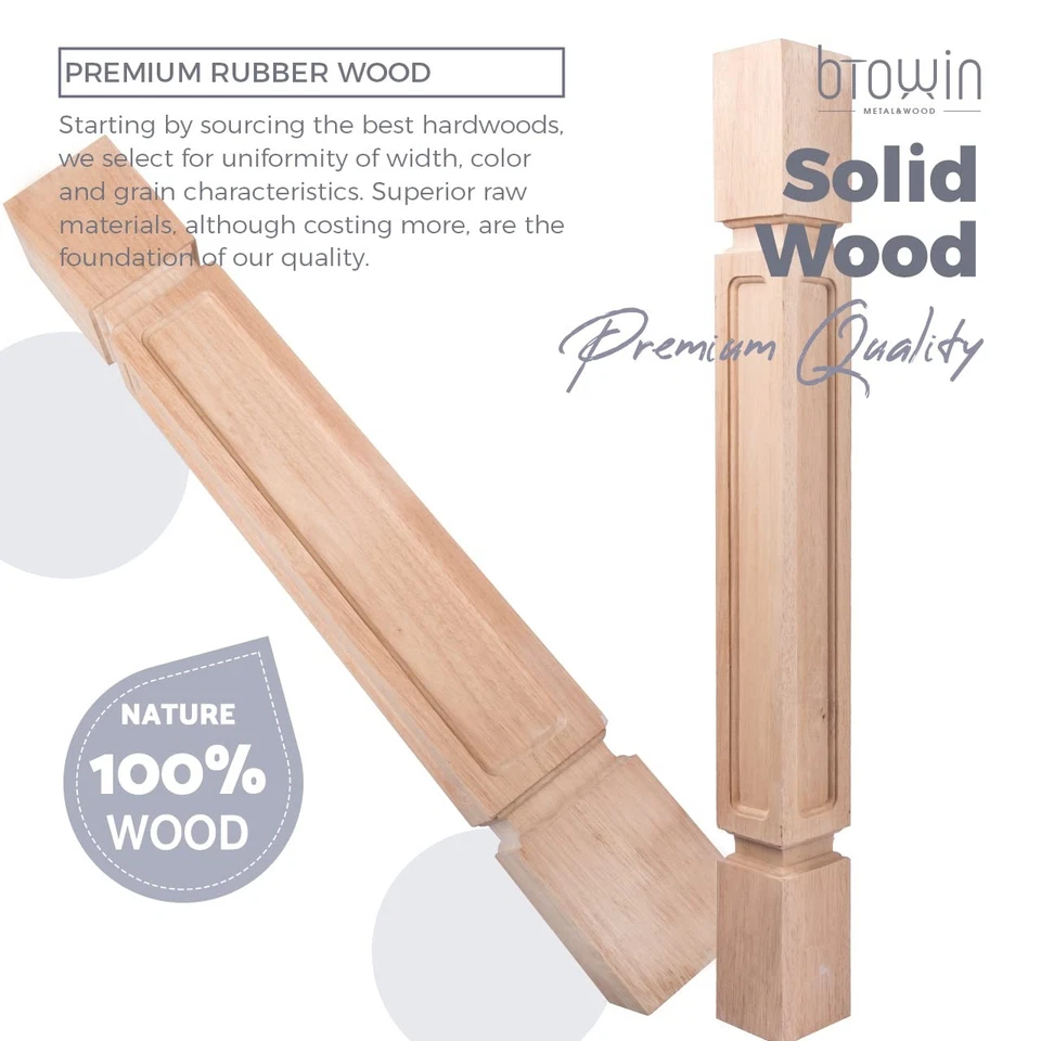 35 1/2 pulgadas H 3 1/2 pulgadas W 3 1/2 pulgadas D patas de isla de cocina de madera, 2 piezas de madera... Foto 2 de 4