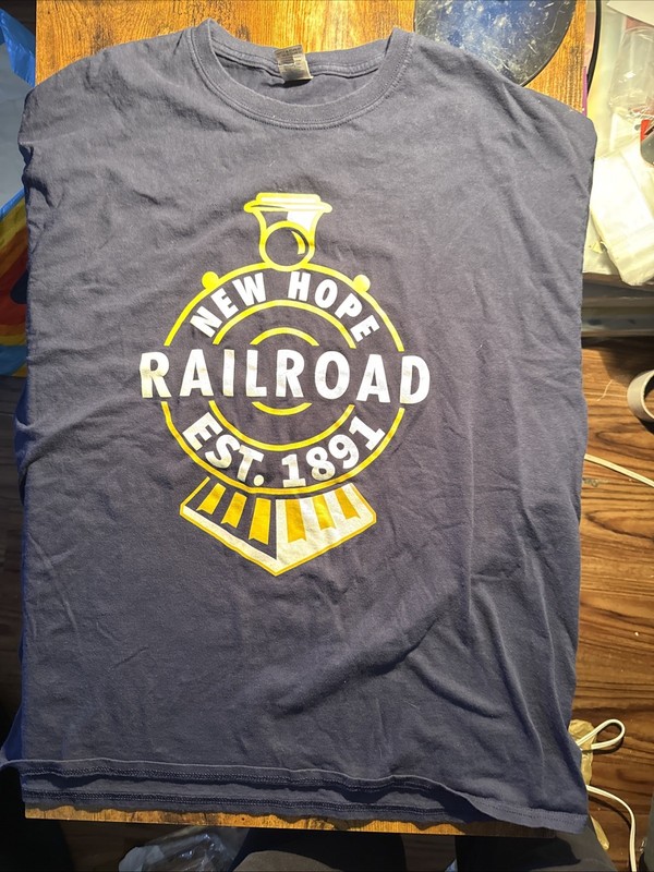 Vintage New Hope Railroad Est. 1891 T-Shirt X-Large Gildan Navy Blue