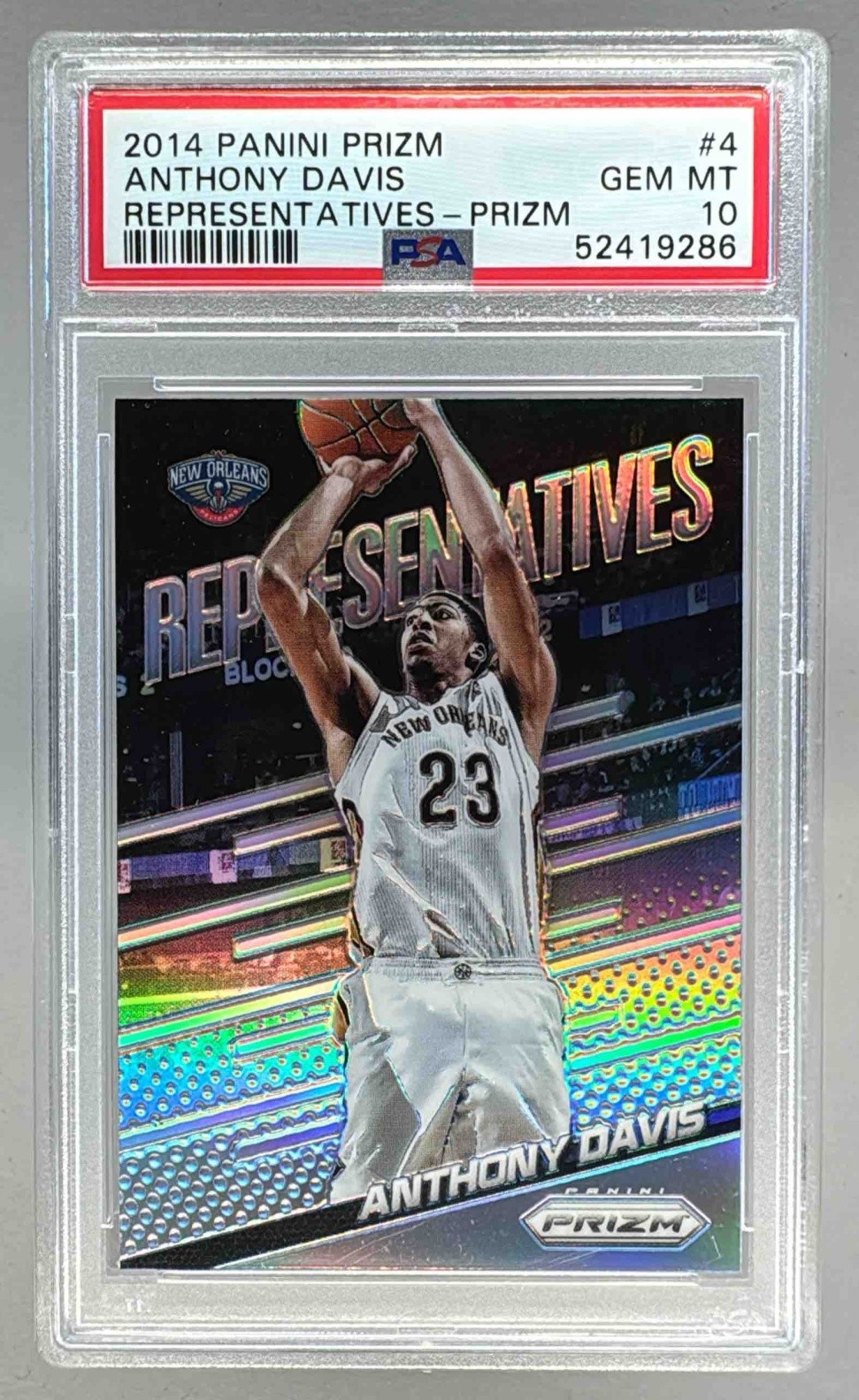 52419286 Anthony Davis 2014 Panini Prizm #4 Silver Representatives PSA 10
