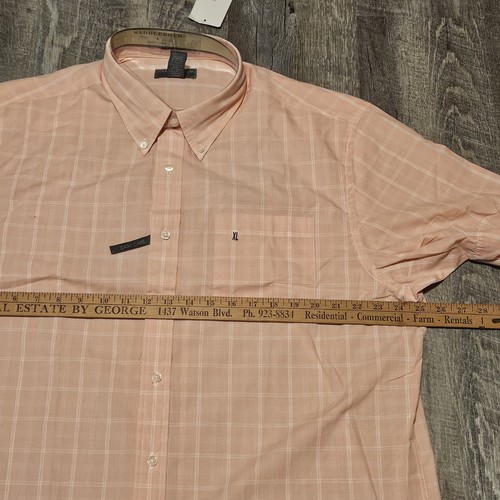 Chemise homme boutonnée manches courtes à carreaux Saddlebred neuve avec étiquette taille XL pêche - Photo 5/9