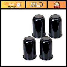 4.25 Stainless Steel Black Trailer Wheel Center Caps - Push Through Set Of 4