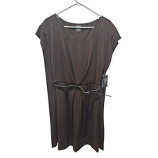 NWT Vince Camuto Brown Belted Midi Dress MSRP 128 Dolman Sleeve Size 10
