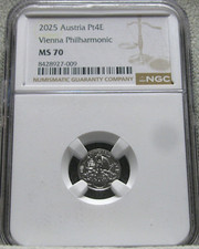 2025 Austria Philharmonic Platinum 1/25 Ounce Round - NGC MS-70 Coin ---- #796C 5538.75 per troy oz
