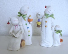 Set of 2 Ghost Family Trick or Treating, Reading Book w/ Candle & Lantern