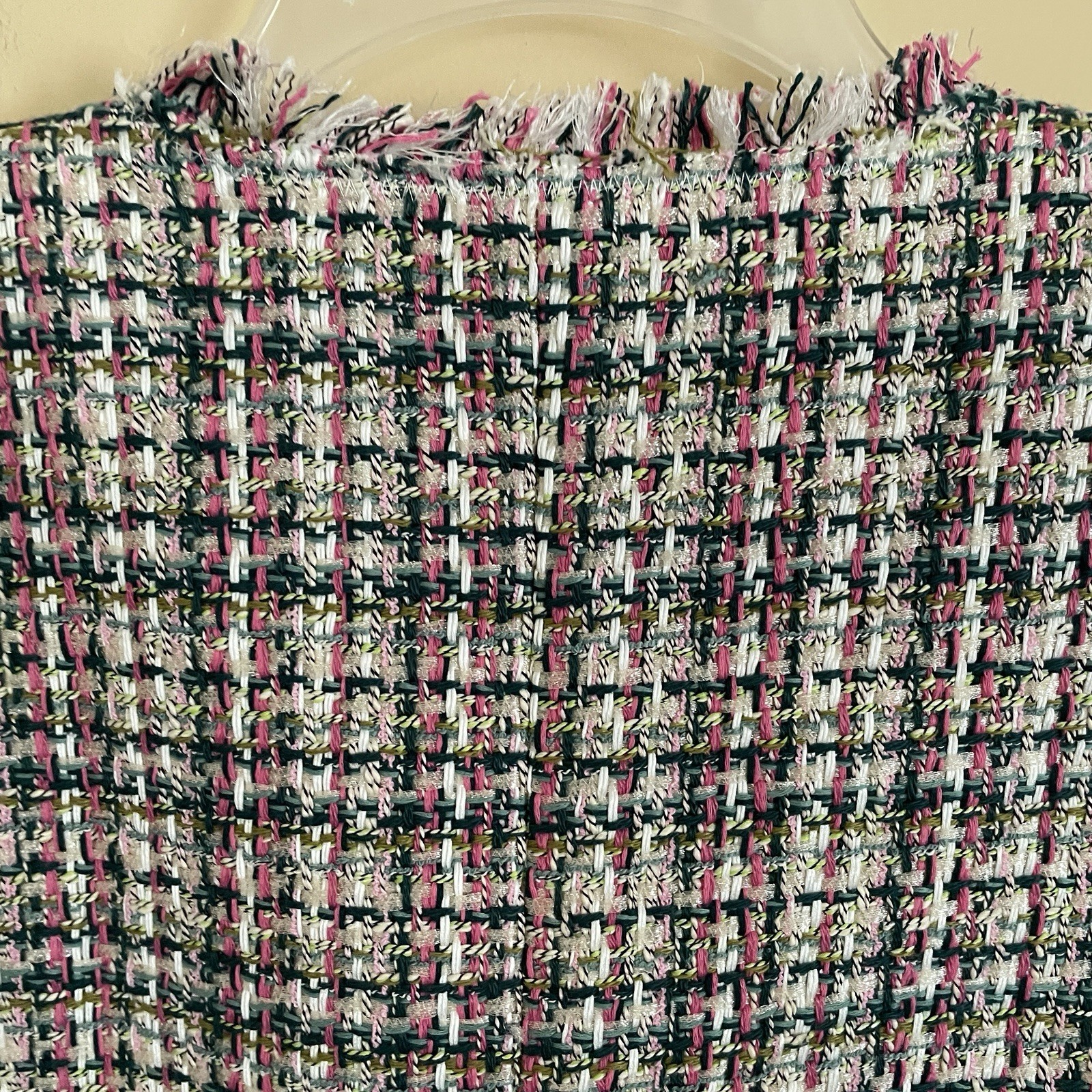 Ann Taylor Crop Jacket Blazer Size 2 Pastel Tweed Fringe Double Breasted Office