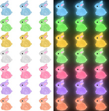 50 PCS Luminous Mini Resin Bunny Tiny Plastic Rabbits Glow in the Dark Miniature