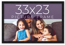 33x23 Frame Black Real Wood Picture Frame Width 0.75 inches | Interior Frame Dep
