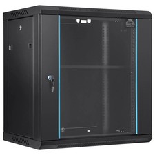 12U Wall-Mounted Server Network Cabinet, 15.5'' Depth, Secure Rack Enclosure, Su