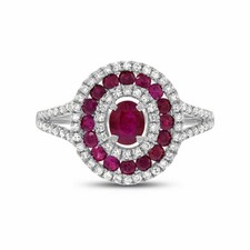 Genuine Ruby & Diamond Ring 14K White Gold 1.42 Carats Women’s Fine Jewelry
