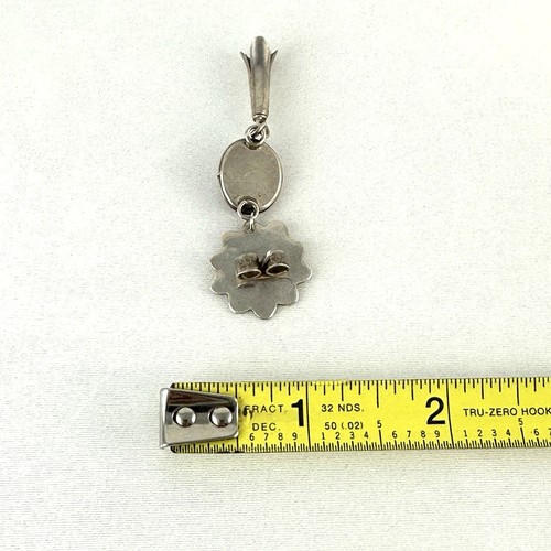 Vintage Mexico Sterling Silver 925 Turquoise Squash Blossom Earrings - Picture 7 of 8