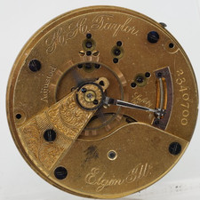 1887 ELGIN H.H. TAYLOR 2340700 GRADE 80, 18s 15j POCKET WATCH MOVEMENT M15