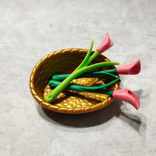Playmobil Gold Basket with Pink Flowers Plants Greenery B4