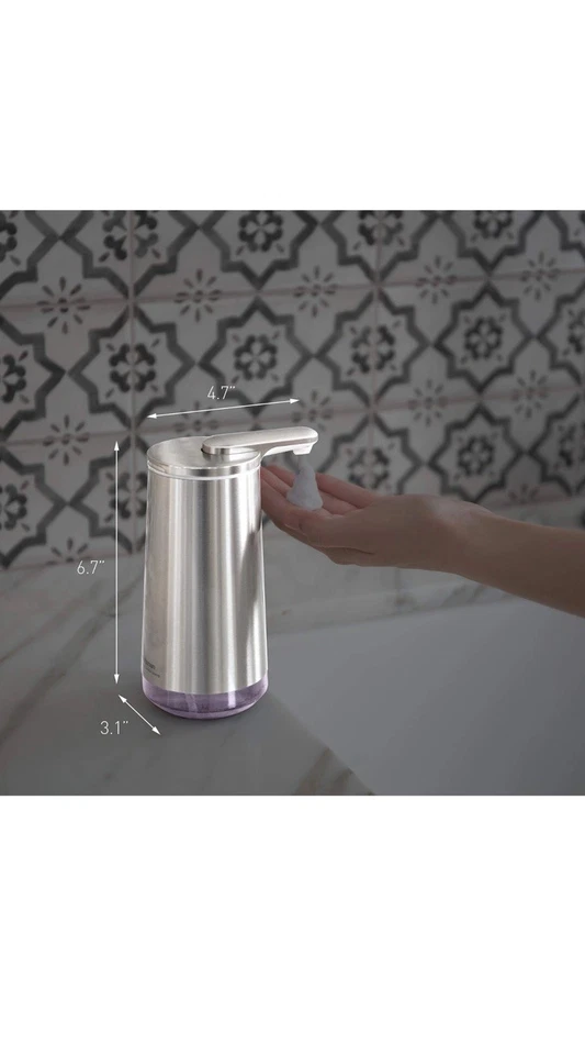 simplehuman pump Soap Dispenser, 9 oz. Rechargeable, Brushed - Image 4 of 4