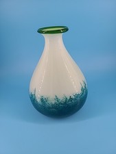 Large Decorative Blue Green Art Glass Vase Blown Glass