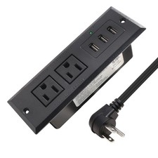 Desk Power Strip with USB Recessed Mounted Desktop Power Outlet 2 Outlets 3 U