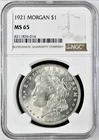 1921 MORGAN SILVER DOLLAR NGC MS65 GREAT STRIKE FULL BREAST FEATHERS