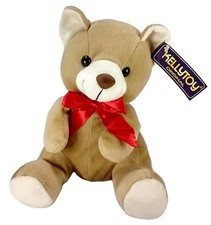 Kellytoy Teddy Bear Brown w/Red Ribbon Bow 10
