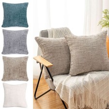 Throw Pillow Covers Set of 2 Or 1 18x18Inch Linen Check Decorative Pillow Covers