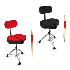 5 Core Drum Throne 5" Padded Velvet Top Adjustable Guitar Stool w Backrest