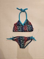 Build A Bear Blue Pink Bikini Cheetah Lepord Print 2 Piece Bathing Suit Clothing