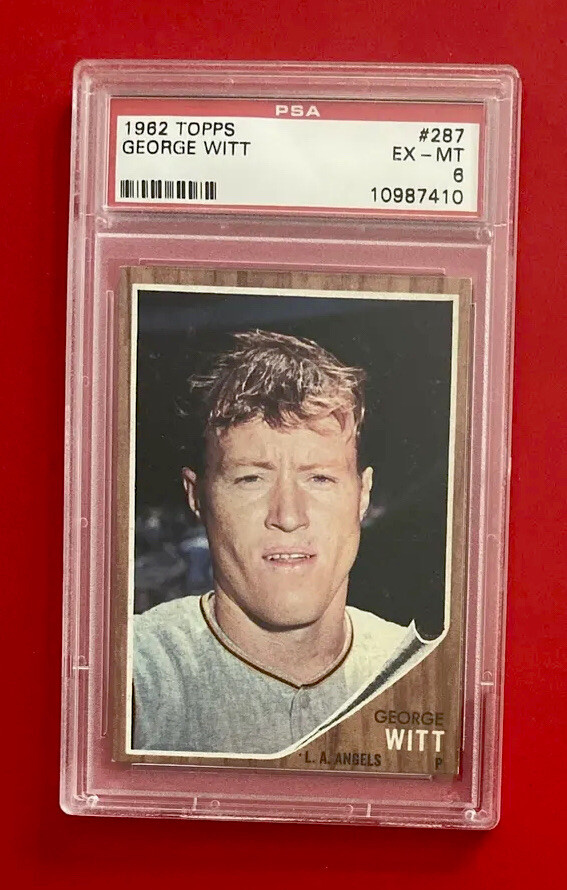 1962 TOPPS GEORGE WITT #287 PSA 6 Graded Baseball Card Los Angeles Angels Vtg view 3