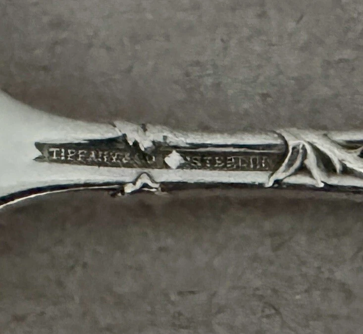 "CUCHARA DE GELATINA O CONSERVAS TIFFANY PATRÓN DE VID PLATA ESTERLINA 7 1/4""" Foto 4 de 4