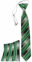 Tigertie Security Sicherheits Krawatte +Einstecktuch GrüN Silber Grau Gestreift