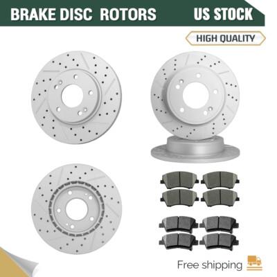 Front Rear Drilled Disc Rotors & Ceramic Pads for 2017-2020 Hyundai Elantra