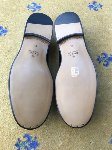 Gucci mocassini nappa scarpe Mongram tela pelle nera uomo UK 13 US 14 47 nuovi - Foto 10 di 15
