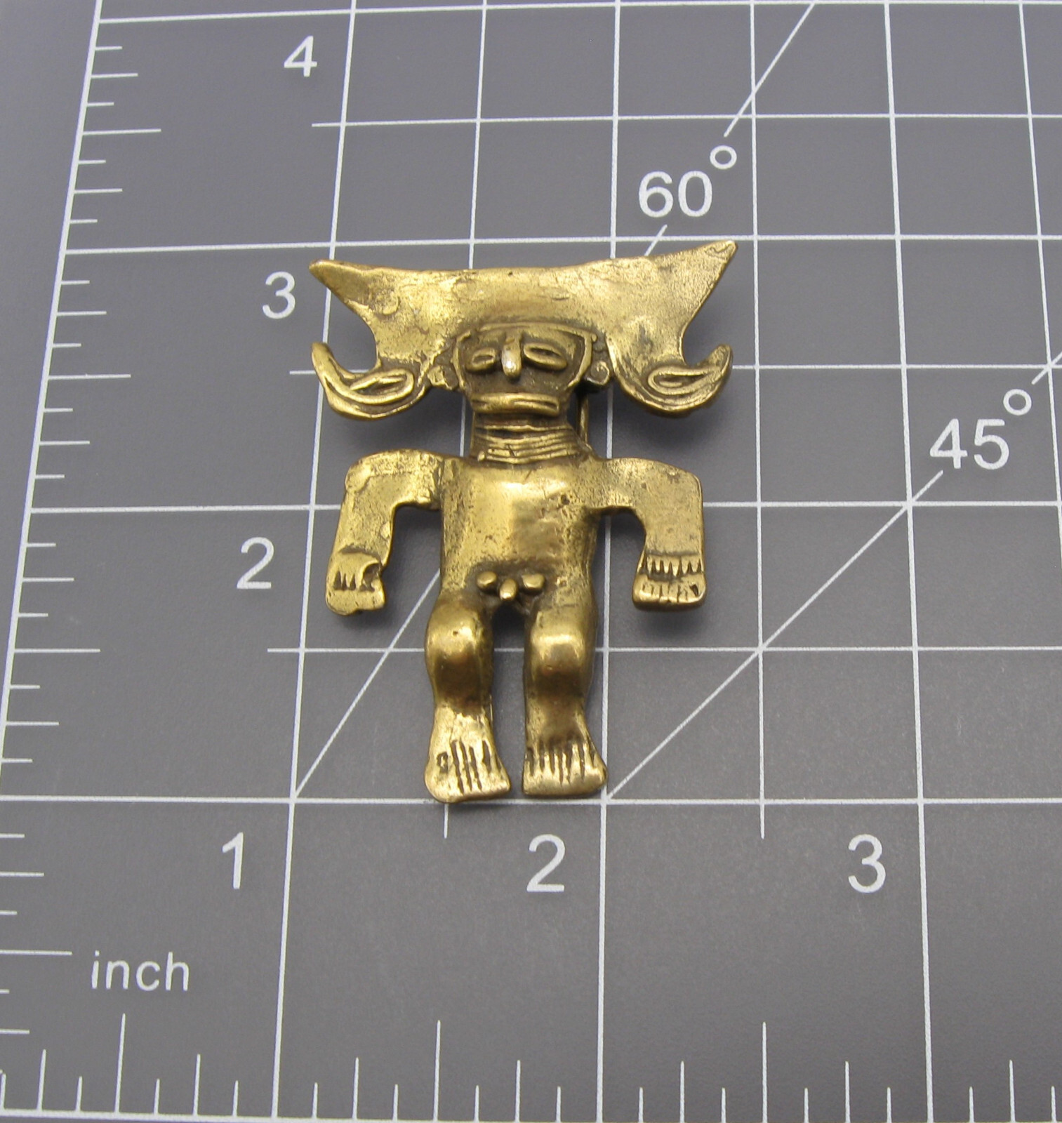 Alva Studios Museum Reproduction Mayan Aztec Man Gold Tone Dress Fur Clip