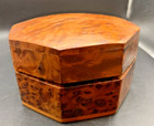 Burlwood Handmade Small Octagon Trinket/Jewelry Box Wood Lined 4.5"x 4.5" x 2.5"