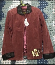 Reed Leather Sportswear Jacket Burgundy Black Small Women’s Nwt