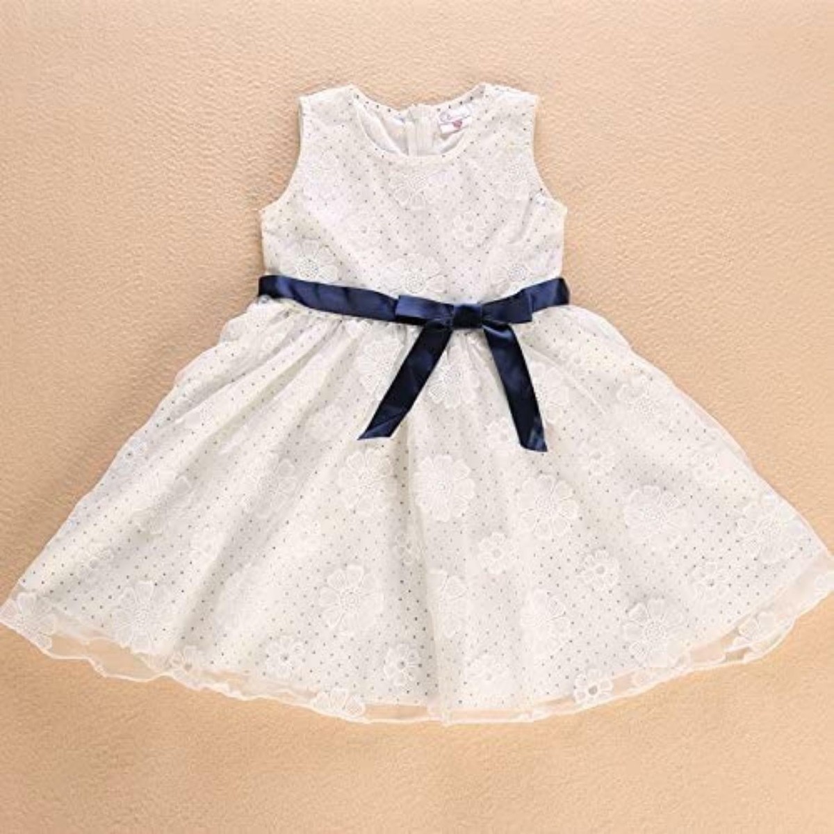ワンピース Cotton lace ribbon dress Little Girl Dress with Ribbon Lace Top Cotton for Kids 2-7