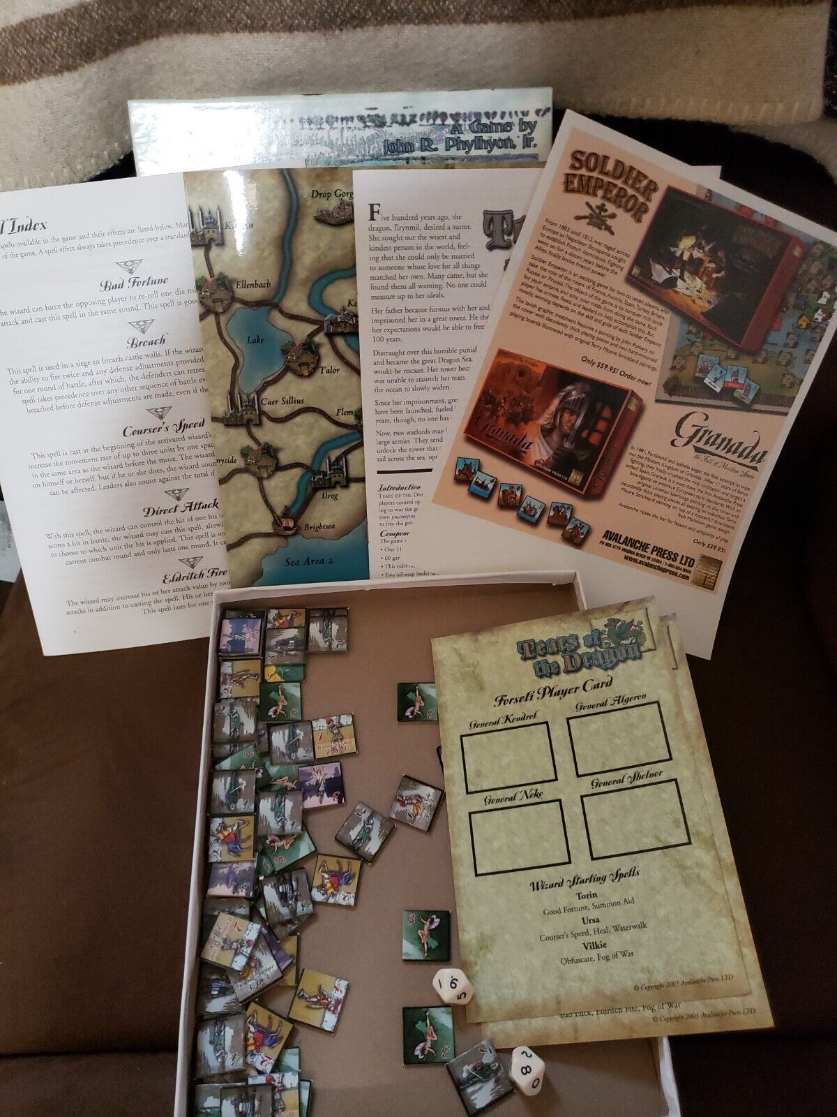 Avalanche Press Tears Of The Dragon Board Game Complete