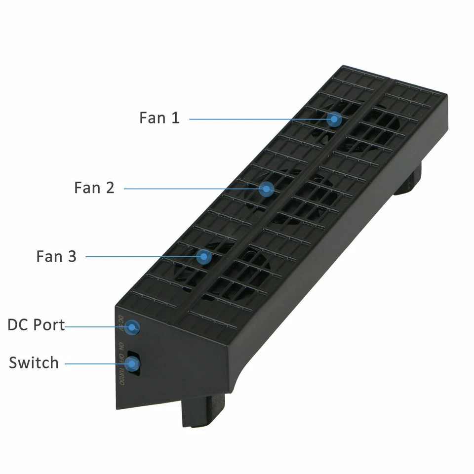 3 Fan External Cooling Fan Cooler Temperature Control for Playstation 4 PS4 Slim - Image 3 of 4